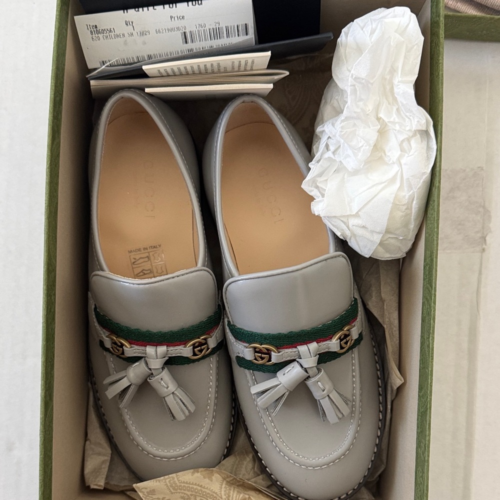 Gucci Toddler Gray Embossed Shoes